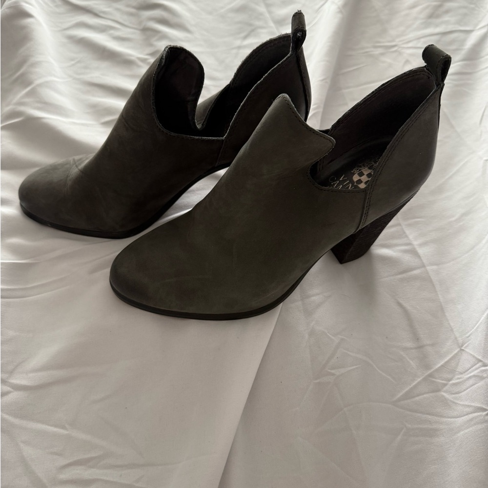 Vince Camuto Greenish Gray Ankle Booties with Suede Finish